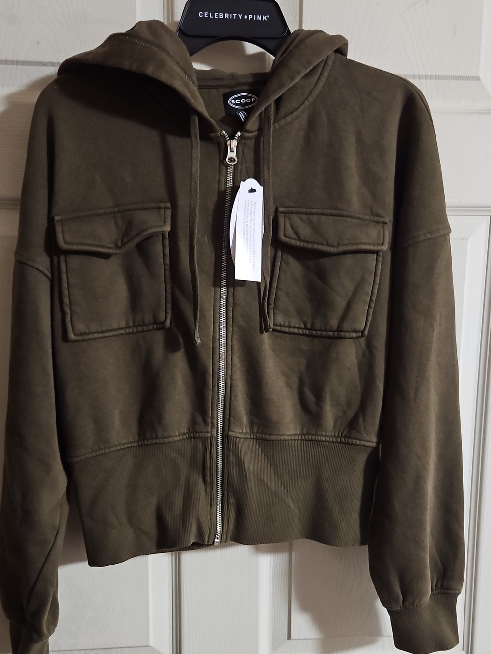 SCOOP FULL ZIP HOODIE: DARK GREEN: NEW WITH TAGS: M (8-10)